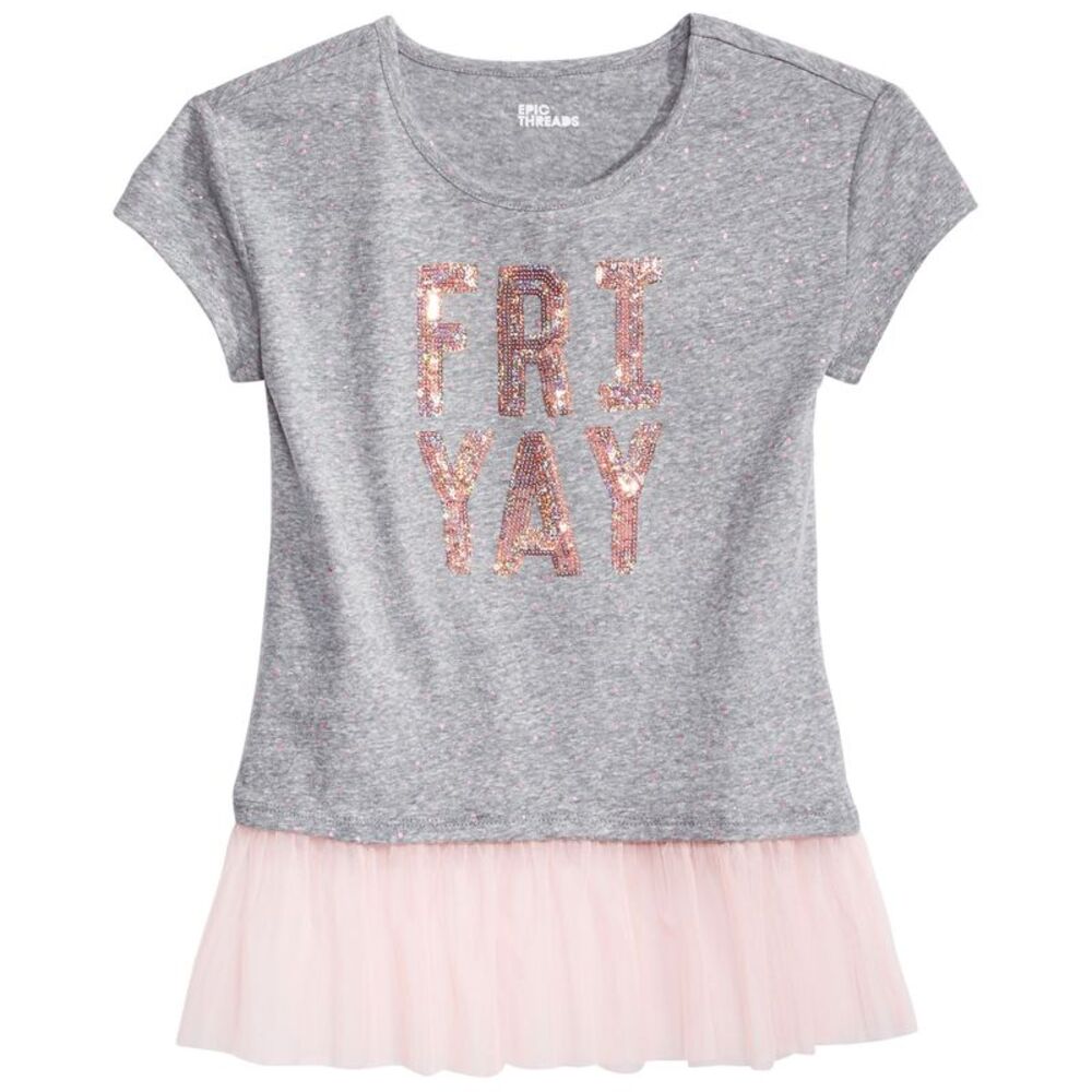 Epic Threads Big Girls Mesh Inset Graphic T-Shirt